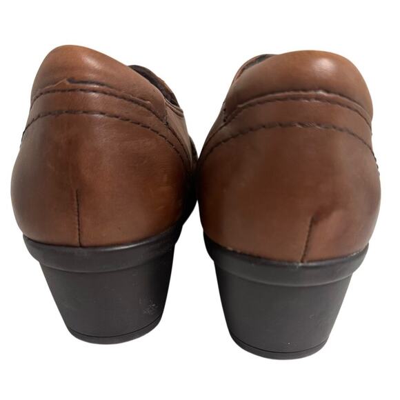 Michel Meynard Richmond Platform Wedge Clogs Brown Leather Comfort Heels Sz 8 W - Picture 3 of 10